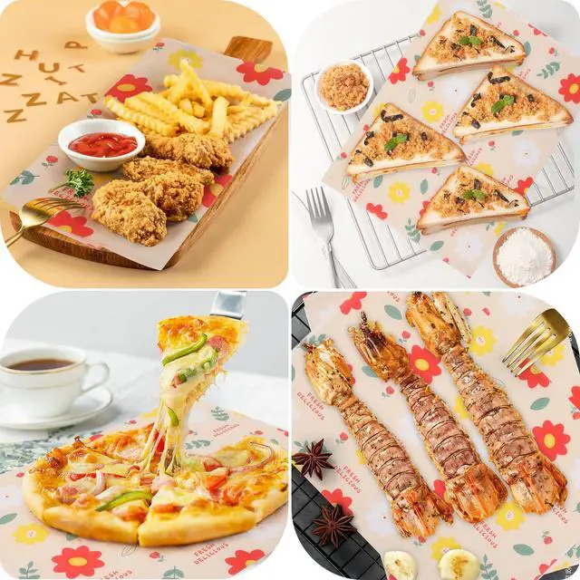 Alt view image 5 of 6 - Waxed Deli Paper Sheets for Food 11 * 15 Inch, 100 Pcs Food Basket Liners for French Fries, 2026 Burgers, Dry Sandwich Wrap Paper Sheets Floral