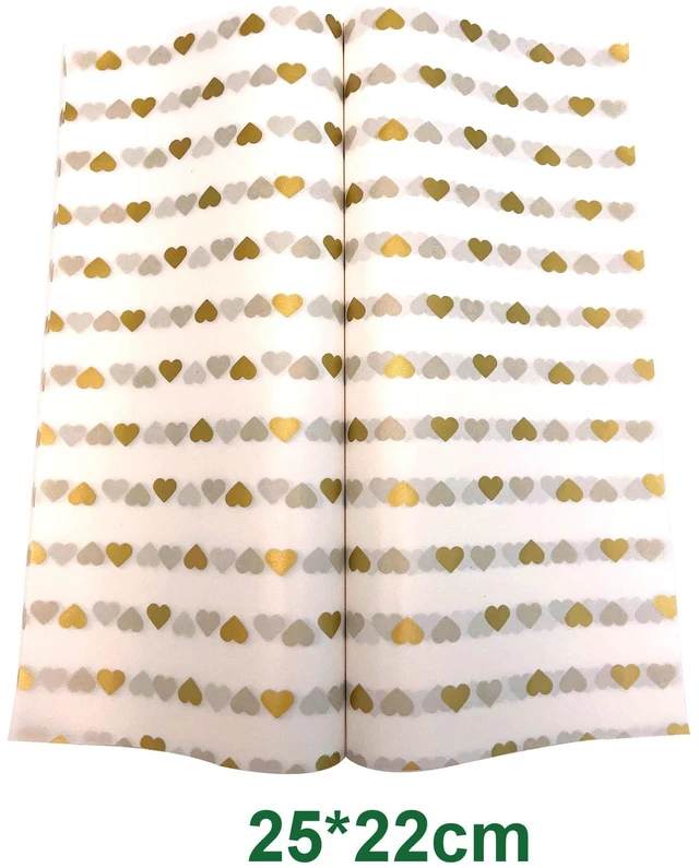 Alt view image 6 of 6 - Gold Heart Wax Food Greaseproof Deli Paper Liners Wrapping Tissue for Plastic Food Basket 25 * 22cm (9.8 * 8.6inch)