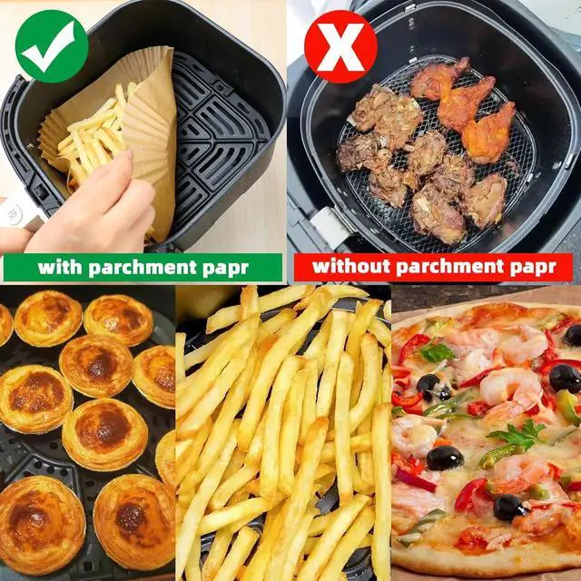 Alt view image 4 of 6 - Air Fryer Liners Disposable 4QT for CHEFMAN Air Fryer,160PCS Square Air Fryer Parchment Paper Liners for 4QT Air fryer,Non-Stick Waterproof Airfryer Liners