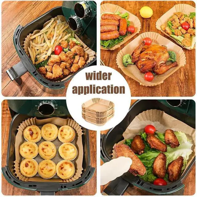 Alt view image 7 of 7 - 200pcs Air Fryer Liners Disposable Square,Food Grade Parchment Paper Liners for 8-12QT Air Fryers,Non-Stick&Oil-Proof,Cleanup Easily(200PCS,10 IN)