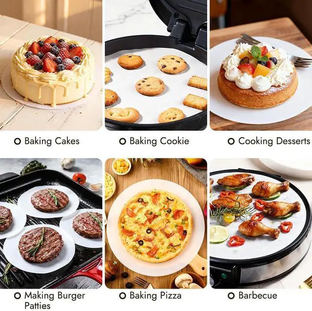 Alt view image 6 of 6 - Inch Parchment Paper Rounds, Set of 150, Non Stick Round Parchment Paper for Baking, Pre-cut Cake Pan Liners for Round Cake Pan, Springform Pan, Air Fryer and More