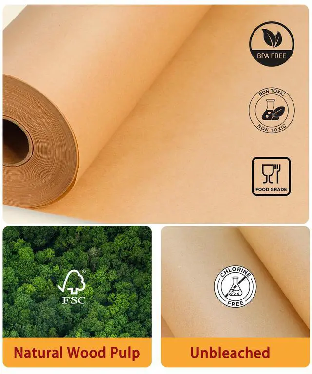 Alt view image 2 of 7 - Unbleached Parchment Paper Roll, Non-Stick, 300 Ft x 12 In - 300 Sq. Ft.