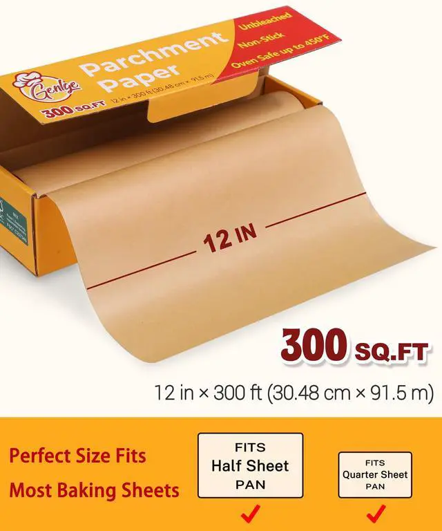 Alt view image 5 of 7 - Unbleached Parchment Paper Roll, Non-Stick, 300 Ft x 12 In - 300 Sq. Ft.