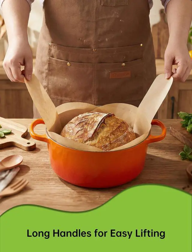 Alt view image 5 of 7 - Pre-Cut Parchment Paper for Sourdough Baking, Bread Sling for Dutch Oven & Multi-Use Non-Stick Sheets, Fits 4-8QT Pots, 450°F Heat Safe