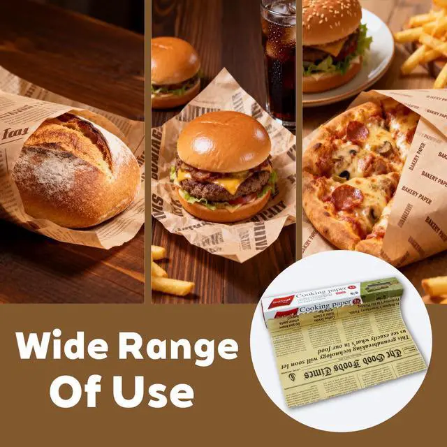 Alt view image 2 of 5 - Brown Parchment Paper Roll Newspaper Wrapping Paper Non Stick Baking Paper Food Wrapping Paper for Baking Cookies Bread Pizza Meat and Vegetables
