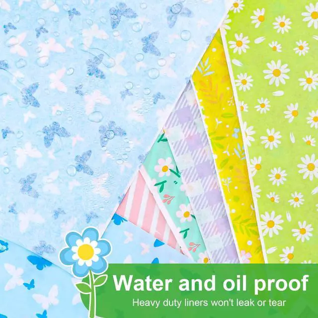 Alt view image 4 of 7 - 240Pcs Wax Paper Dry Waxed Deli Paper Sheets 12x12 inch Sandwich Wrap Paper Floral Parchment Sheets Basket Liner Food Paper Sheets for Carnival Home Kitchen Picnic Spring Summer Tea Party Favors