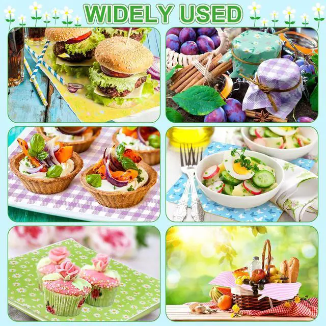 Alt view image 6 of 7 - 240Pcs Wax Paper Dry Waxed Deli Paper Sheets 12x12 inch Sandwich Wrap Paper Floral Parchment Sheets Basket Liner Food Paper Sheets for Carnival Home Kitchen Picnic Spring Summer Tea Party Favors