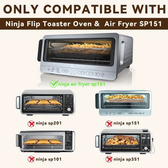 Alt view image 2 of 7 - Air Fryer Accessories Compatible with Ninja Flip Air Fryer SP151, Crumb Tray with 4 Oven Liners, 100 PCS Parchment Paper Sheets, Air Fryer Basket and Baking Tray for Ninja Toaster Oven