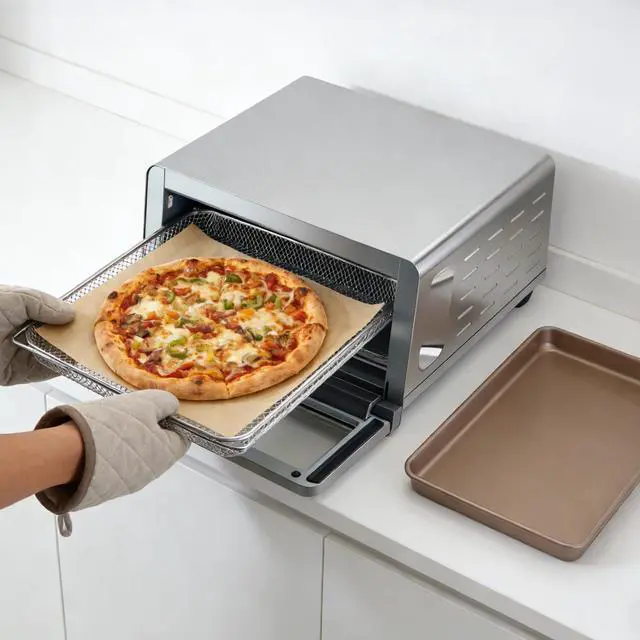 Alt view image 7 of 7 - Air Fryer Accessories Compatible with Ninja Flip Air Fryer SP151, Crumb Tray with 4 Oven Liners, 100 PCS Parchment Paper Sheets, Air Fryer Basket and Baking Tray for Ninja Toaster Oven