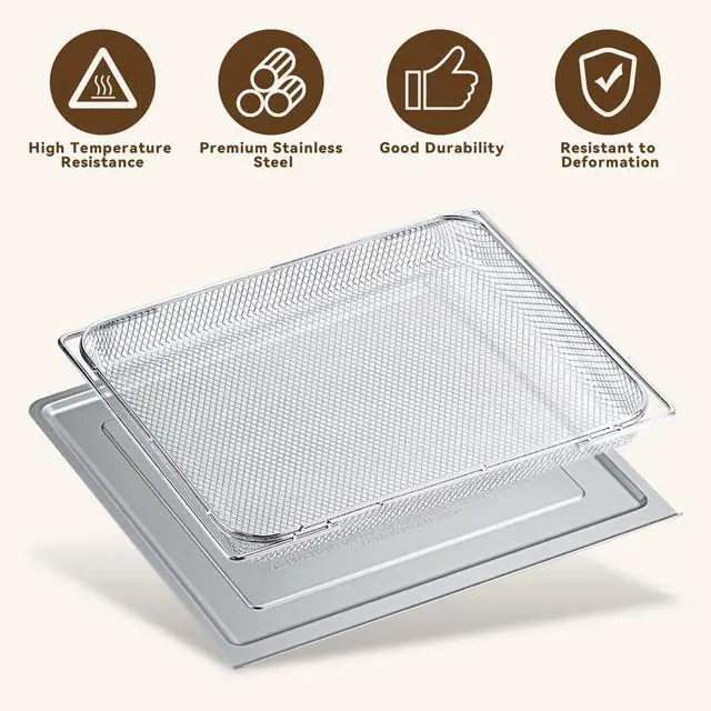 Alt view image 3 of 7 - Air Fryer Accessories Compatible with Ninja Flip Air Fryer SP151, Crumb Tray with 4 Oven Liners, 100 PCS Parchment Paper Sheets, Air Fryer Basket and Baking Tray for Ninja Toaster Oven