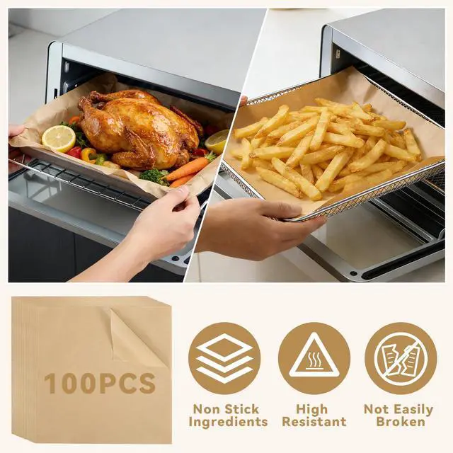 Alt view image 5 of 7 - Air Fryer Accessories Compatible with Ninja Flip Air Fryer SP151, Crumb Tray with 4 Oven Liners, 100 PCS Parchment Paper Sheets, Air Fryer Basket and Baking Tray for Ninja Toaster Oven