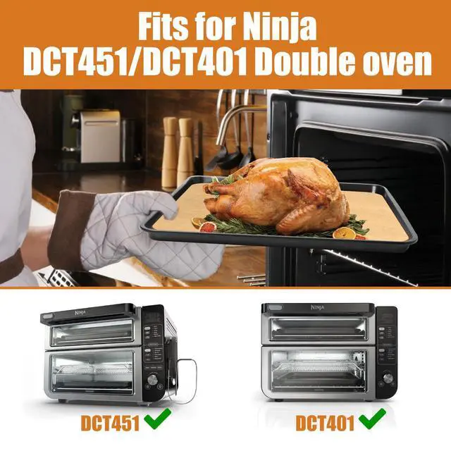 Alt view image 2 of 7 - Air Fryer Parchment Paper for Ninja 12-in-1 Double Oven DCT451 DCT401 DCT601 DCT651, 100PCS Air Fryer Disposable Liners for Ninja Foodi Airfryer Combo