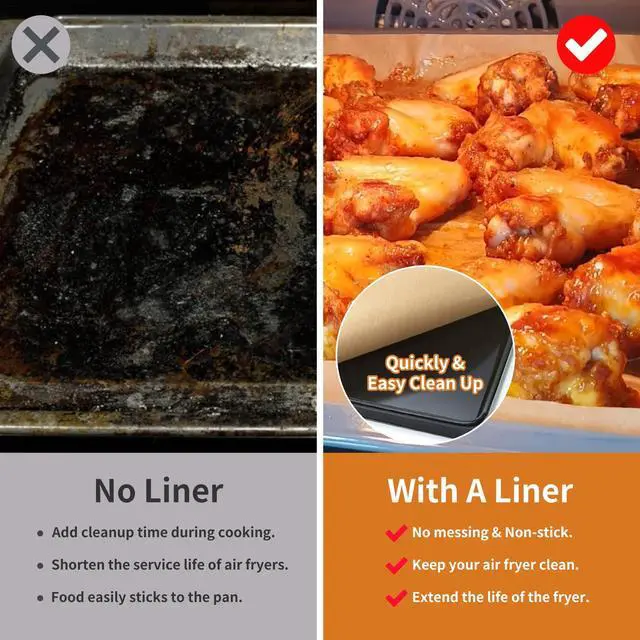 Alt view image 4 of 7 - Air Fryer Parchment Paper for Ninja 12-in-1 Double Oven DCT451 DCT401 DCT601 DCT651, 100PCS Air Fryer Disposable Liners for Ninja Foodi Airfryer Combo