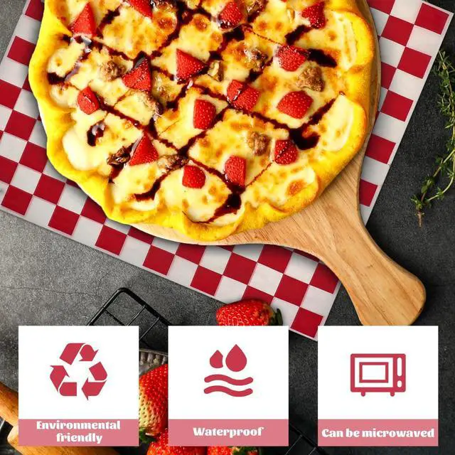 Alt view image 3 of 7 - 1000 Sheets Checkered Deli Paper Sheets, 12 x 12 Inch Grease Resistant Food Basket Liners Sandwich Paper Wraps for Restaurants Churches BBQs Picnic Party (Red And White)