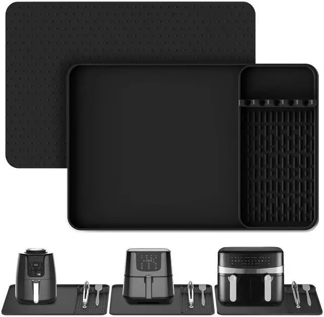 Main image of Silicone Heat Resistant Mats for Countertop,24x16 Inch Air Fryer Mat with Kitchen Accessories Holder Pad for Microwave/Oven,Compatible with Ninja/Cosori/Chefman/Toshiba,Kitchen Countertop Protector