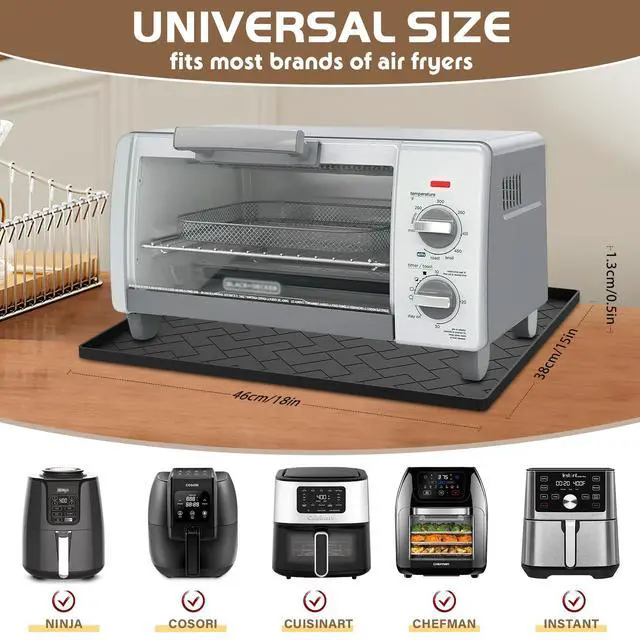 Alt view image 2 of 6 - Silicone Heat Resistant Mat For Air Fryer-18''x15''x0.5''Perfect for Ninja,Cosori,Chefman and Most Air Fryers Bottom Silicone air fryer accessories-Protects Countertops From Damage and Scratches