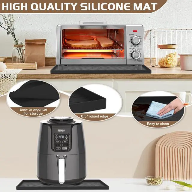 Alt view image 3 of 6 - Silicone Heat Resistant Mat For Air Fryer-18''x15''x0.5''Perfect for Ninja,Cosori,Chefman and Most Air Fryers Bottom Silicone air fryer accessories-Protects Countertops From Damage and Scratches