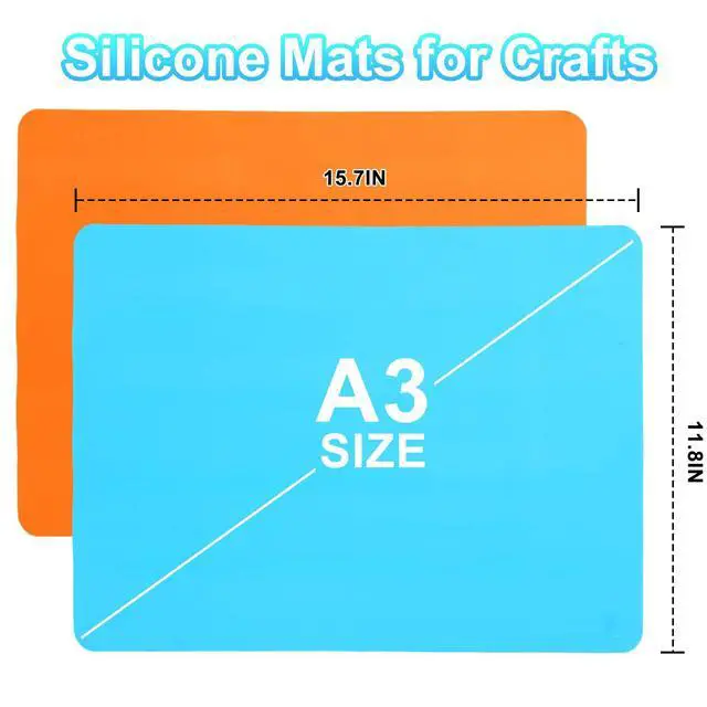 Alt view image 2 of 7 - 2Pack Silicone Mats, Premium Silicone Mat for Crafts, 15.7 "x11.8" Playdough Mat, Silicone Sheet for Crafts, Liquid, Resin Jewelry Casting Molds Mat, Nonstick & Nonslip Table Protector