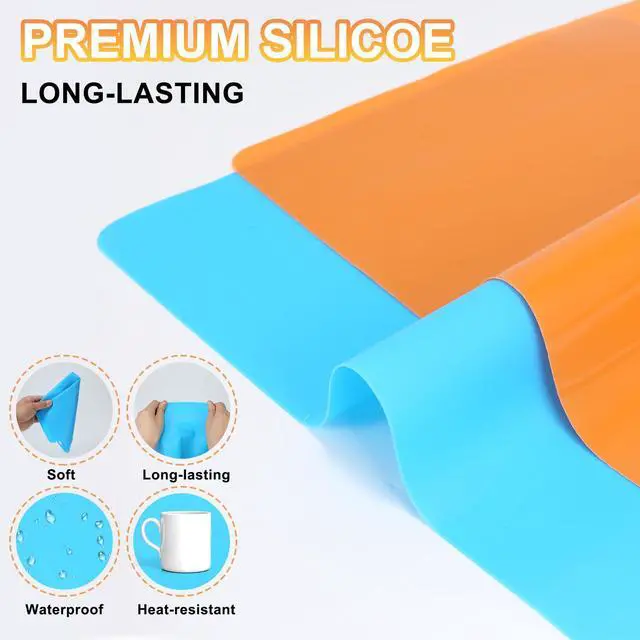 Alt view image 4 of 7 - 2Pack Silicone Mats, Premium Silicone Mat for Crafts, 15.7 "x11.8" Playdough Mat, Silicone Sheet for Crafts, Liquid, Resin Jewelry Casting Molds Mat, Nonstick & Nonslip Table Protector