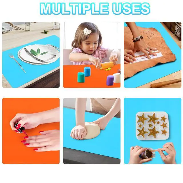 Alt view image 6 of 7 - 2Pack Silicone Mats, Premium Silicone Mat for Crafts, 15.7 "x11.8" Playdough Mat, Silicone Sheet for Crafts, Liquid, Resin Jewelry Casting Molds Mat, Nonstick & Nonslip Table Protector