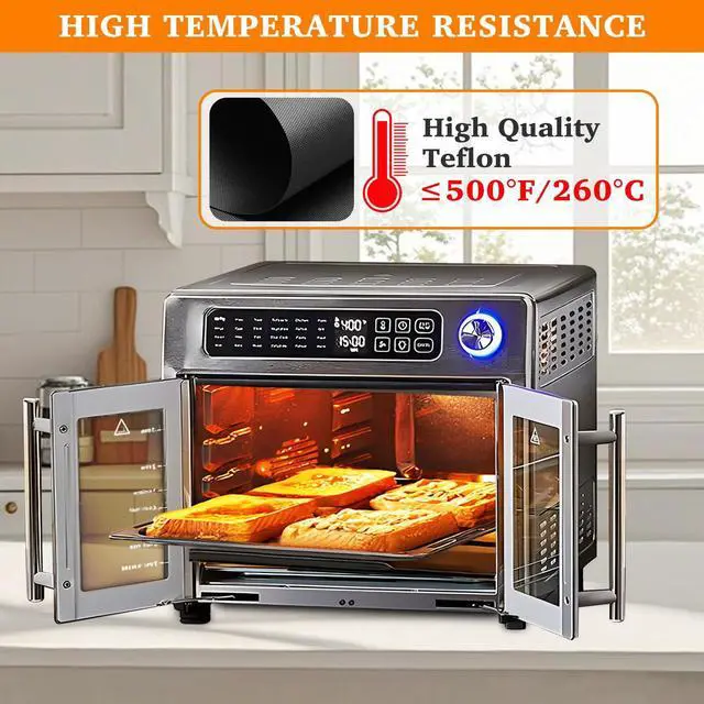 Alt view image 6 of 7 - 5 PCS Teflon Mats Oven Liner for Emeril Lagasse 26 QT French Door 360 Air Fryer, Reusable Air Fryer Liners for Emeril Lagasse Accessories