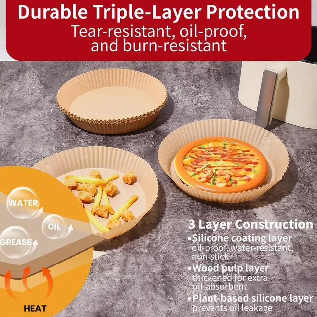 Alt view image 4 of 7 - GSM Air Fryer Liners Disposable Round, 8 for 58 Qt Basket