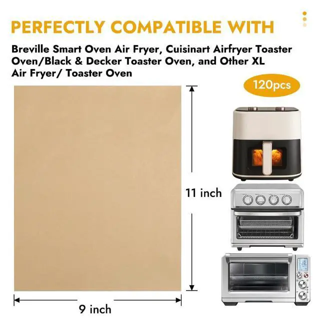 Alt view image 2 of 7 - 11 x 9in Air Fryer Parchment Paper Sheet Liners Compatible with Breville Smart Oven Air Fryer Pro BOV900BSS/ Cuisinart Airfryer Toaster Oven, Airfryer Toaster Combo Accessories(120pcs)