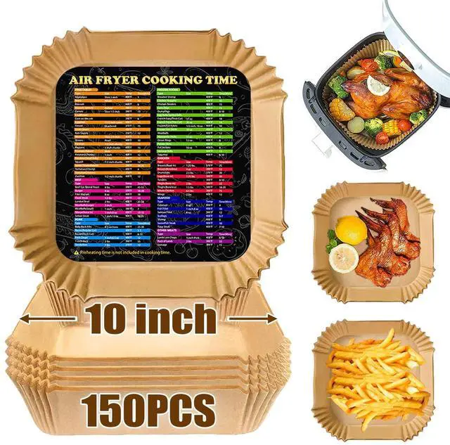 Main image of Air Fryer Liners 10 Inch, Square Airfryer Liners Large Air Fryer Parchment Paper Liners, Non-stick Air Fryer Disposable Paper Liners Oil Resistant, Waterproof for Baking Roasting, 150PCS