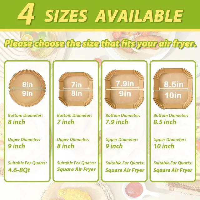 Alt view image 5 of 7 - Air Fryer Liners 10 Inch, Square Airfryer Liners Large Air Fryer Parchment Paper Liners, Non-stick Air Fryer Disposable Paper Liners Oil Resistant, Waterproof for Baking Roasting, 150PCS