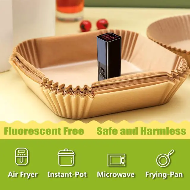 Alt view image 6 of 7 - Air Fryer Liners 10 Inch, Square Airfryer Liners Large Air Fryer Parchment Paper Liners, Non-stick Air Fryer Disposable Paper Liners Oil Resistant, Waterproof for Baking Roasting, 150PCS