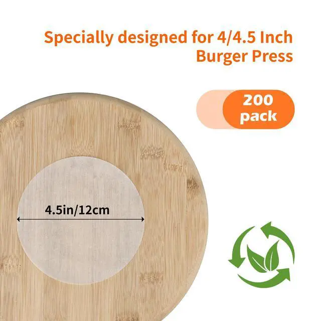 Alt view image 3 of 7 - Precut 4.5 Inch Parchment Sheets for Burger Press - 200pcs Patty Separator & Baking Rounds