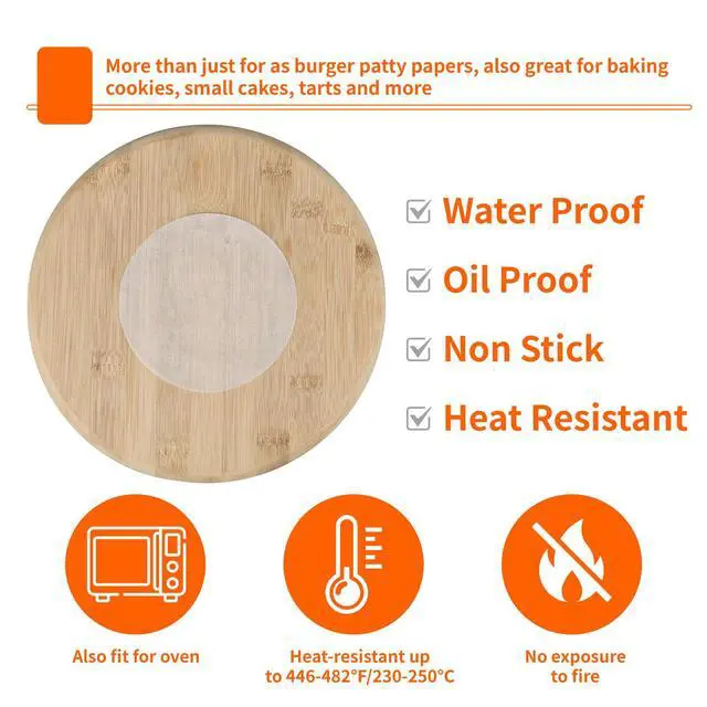 Alt view image 4 of 7 - Precut 4.5 Inch Parchment Sheets for Burger Press - 200pcs Patty Separator & Baking Rounds