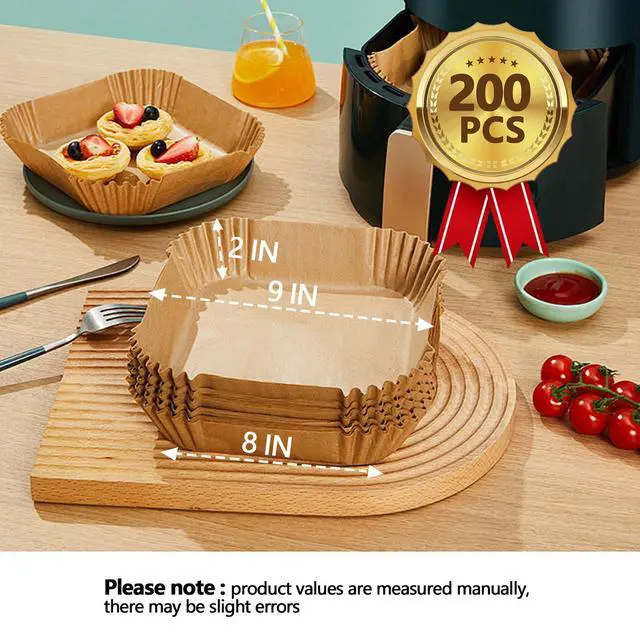 Alt view image 3 of 7 - 9 Inch Air Fryer Paper Liner Disposable, 200PCS Non-Stick, Oil-Proof & High-Temperature Resistant Square Baking Parchment Paper for Air Fryer, Microwave and OvenBottom Is 8 Inch