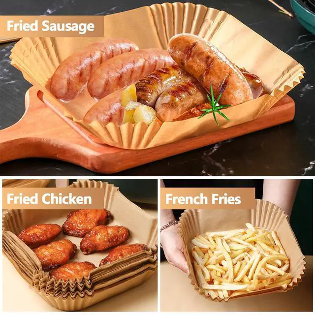 Alt view image 7 of 7 - 9 Inch Air Fryer Paper Liner Disposable, 200PCS Non-Stick, Oil-Proof & High-Temperature Resistant Square Baking Parchment Paper for Air Fryer, Microwave and OvenBottom Is 8 Inch