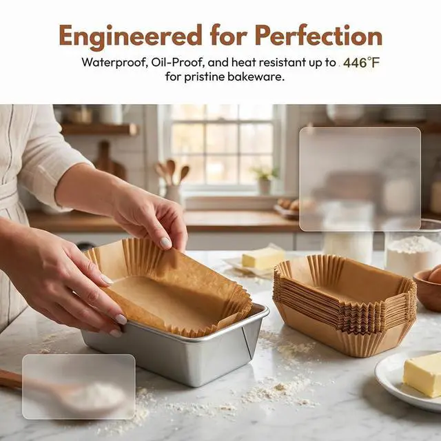 Alt view image 2 of 6 - 150Pcs Loaf Pan Liners, 9X5inch Parchment Paper Liners for Cooking Bread or Roast,Non-stick&Oil-proof