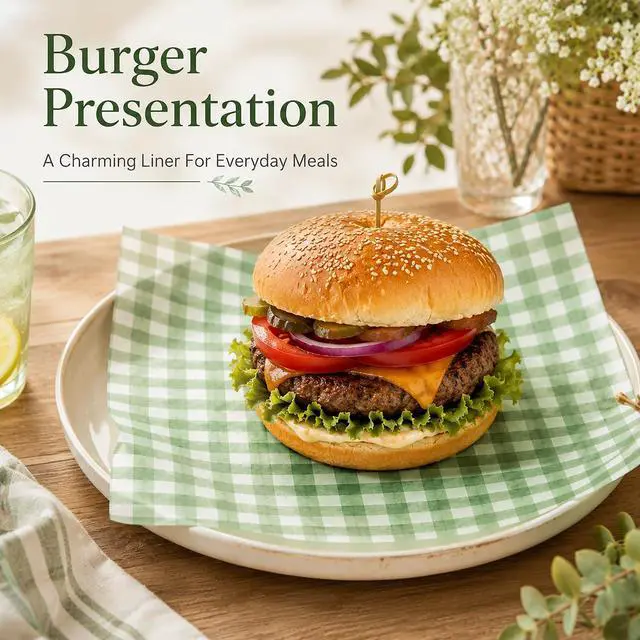 Alt view image 7 of 7 - 150 Sheets Sage Green Plaid Wax Paper for Food Deli, 9.8 x 8.3'' Gingham Plaids Greaseproof Wrapping Paper for Birthday Sandwich Picnic Basket Liner Wedding Party Supplies (Sage Green)