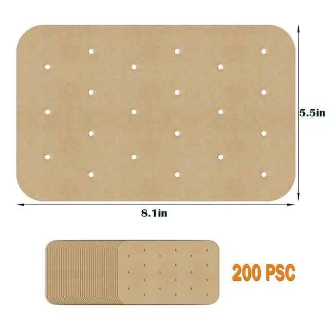 Alt view image 2 of 7 - Air Fryer Parchment Paper Liners 200 Sheets - Disposable Liners Compatible With Ninja Foodi, Rectangle Perforated Baking Paper for 8 Quart 6-in-1 Dual Basket Accessories