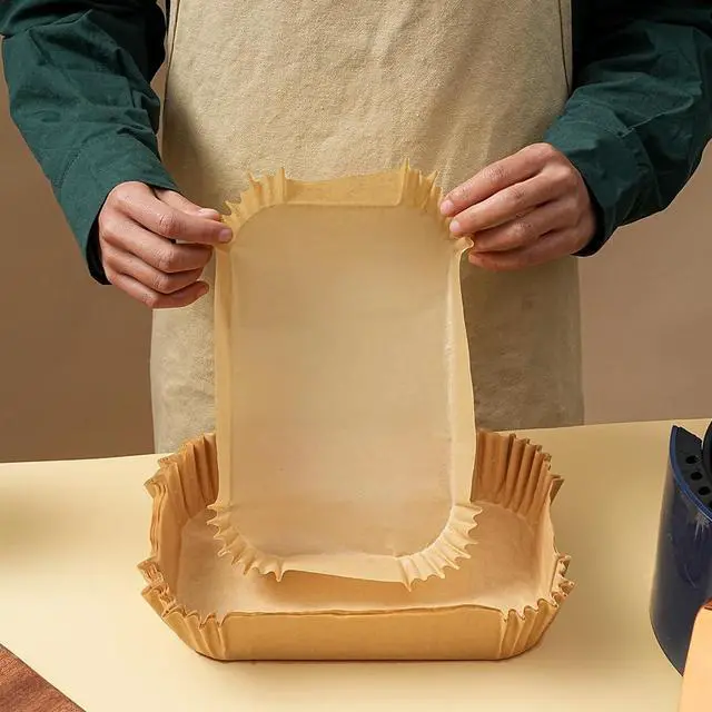 Alt view image 4 of 7 - Air Fryer Liners Disposable Rectangular.100pcs Virgin Pulp Parchment Paper for 4qt-6qt Air Fryer.Food Grade,Non-stick, Oil-proof & Heat Resistant for Baking,Microwave,Cooking & Deep Fryer Accessories