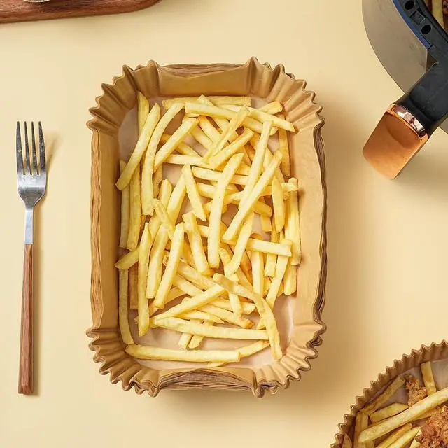 Alt view image 6 of 7 - Air Fryer Liners Disposable Rectangular.100pcs Virgin Pulp Parchment Paper for 4qt-6qt Air Fryer.Food Grade,Non-stick, Oil-proof & Heat Resistant for Baking,Microwave,Cooking & Deep Fryer Accessories