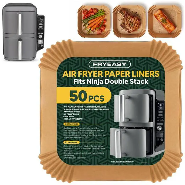 Main image of Air Fryer Liners for Ninja DoubleStack SL401 8-10QT: Disposable Paper Liners for SL201 8QT, SL401 10QT and Crispi 4 QT, Double Stack 50pcs, Suitable for SL401/SL451/SL201