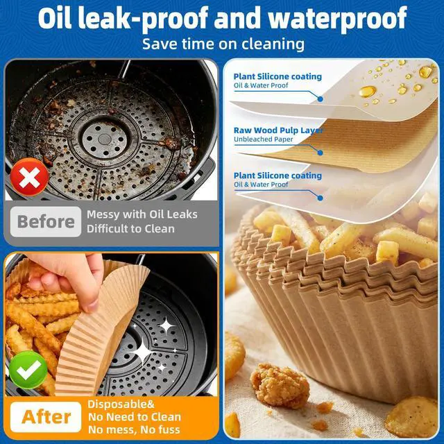 Alt view image 3 of 7 - Ninja 4qt/5.5qt 8 inch Round Air Fryer Liners Disposable