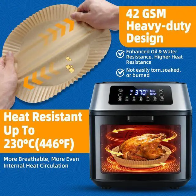 Alt view image 4 of 7 - Ninja 4qt/5.5qt 8 inch Round Air Fryer Liners Disposable