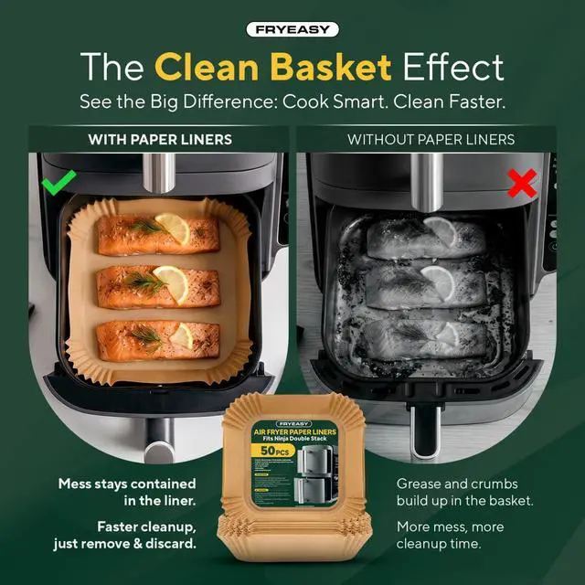 Alt view image 3 of 7 - Air Fryer Liners for Ninja DoubleStack SL401 8-10QT: Disposable Paper Liners for SL201 8QT, SL401 10QT and Crispi 4 QT, Double Stack 50pcs, Suitable for SL401/SL451/SL201