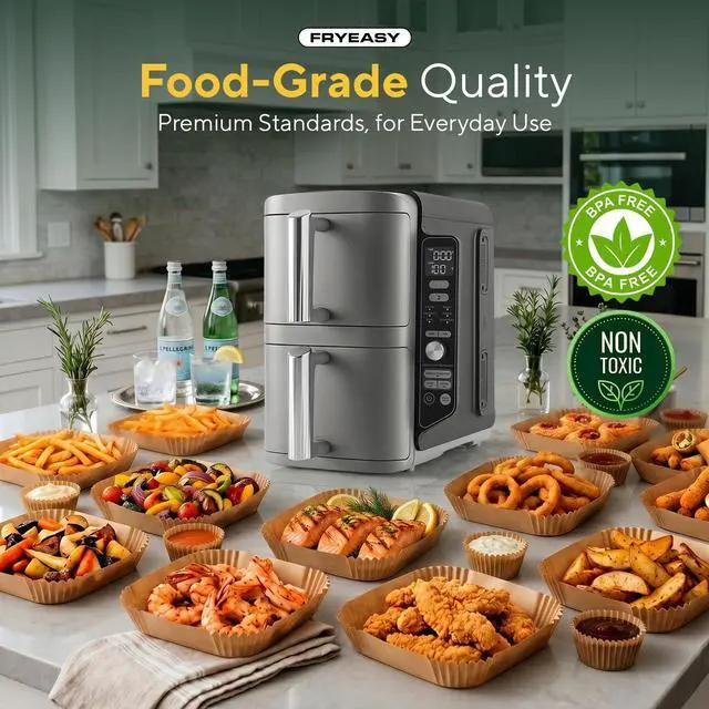 Alt view image 6 of 7 - Air Fryer Liners for Ninja DoubleStack SL401 8-10QT: Disposable Paper Liners for SL201 8QT, SL401 10QT and Crispi 4 QT, Double Stack 50pcs, Suitable for SL401/SL451/SL201