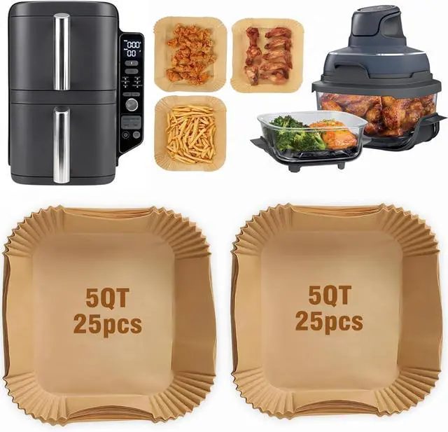 Alt view image 7 of 7 - Air Fryer Liners for Ninja DoubleStack SL401 8-10QT: Disposable Paper Liners for SL201 8QT, SL401 10QT and Crispi 4 QT, Double Stack 50pcs, Suitable for SL401/SL451/SL201