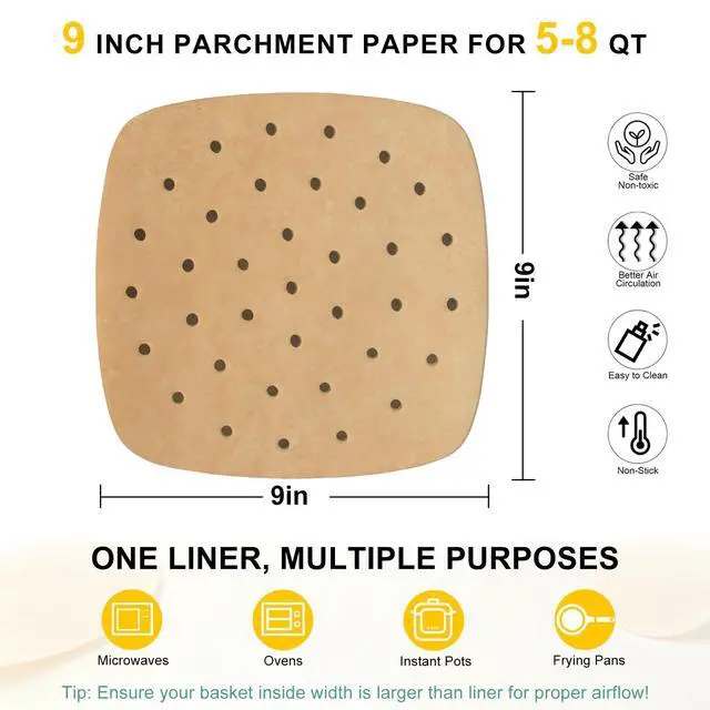 Alt view image 2 of 7 - Air Fryer Parchment Paper Liners, 9 Inch 100 Pcs