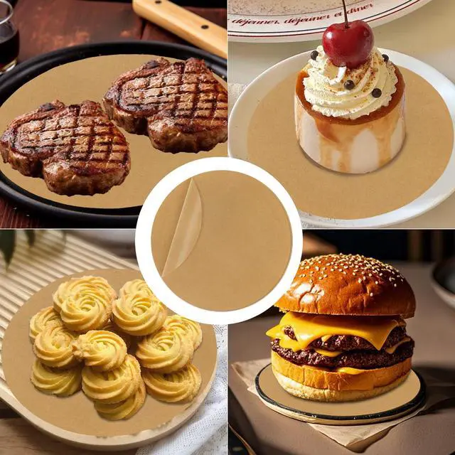 Alt view image 5 of 7 - inch Unbleached Parchment Paper Sheets for baking, Burger Patty Parchment Paper Rounds, Heavy Duty Precut Brown Non-Stick liners for Separating Patties, Bread, Tortilla Wrapping
