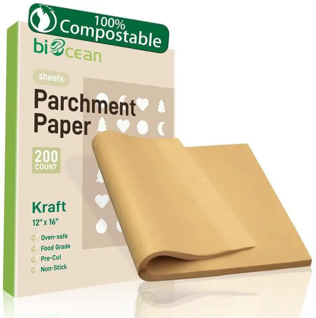 Main image of 12x16In Unbleached Parchment Paper Sheets Precut Heavy Duty Flat Kitchen Baking Supplies Paper Non-Stick,Non-Toxic Cooking Paper for Air Fryer, Steaming, Oven Make Cup Cake Bread Cookie