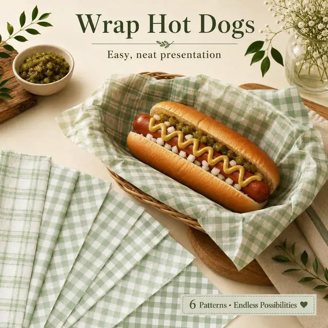 Alt view image 5 of 7 - 240 Sheets Sage Green Buffalo Plaids Wax Paper for Food Deli, 9.8 x 8.3'' Greenery Lattice Checkered Sandwich Wrapping Paper for Birthday Picnic Liner Wedding Party Supplies