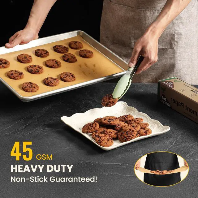 Alt view image 3 of 6 - Unbleached 15in x 210ft Parchment Paper Roll for Baking- 262 Sq.Ft with Built-in Metal Cutter, Non-Stick & 450°F Safe for Baking,Cooking, Air Fryer, Grilling, Meal Prep